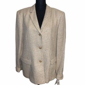 Jones NY Tan & Gold Tweed Blazer